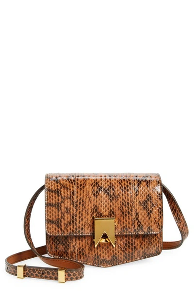 Alaïa Small Le Papa Snakeskin Embossed Leather Shoulder Bag In 705 Caramel