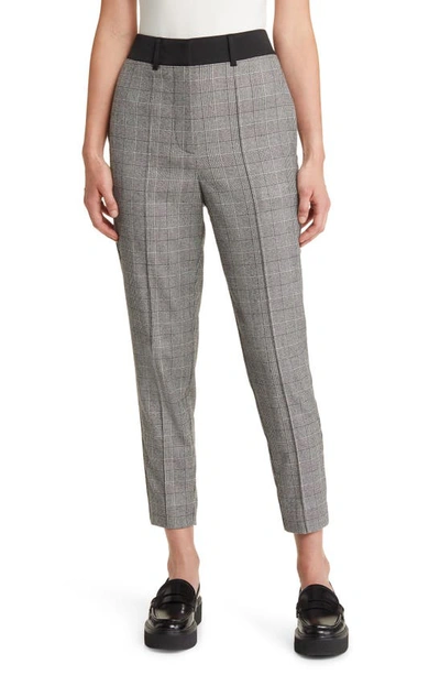 Allsaints Bea Check Wool Blend Crop Pants In Grey