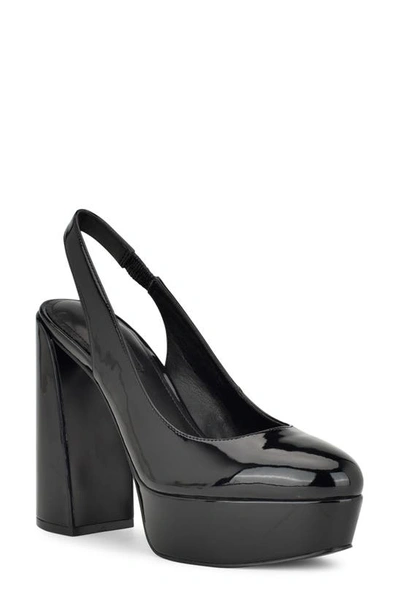 Nine West Trins Slingback Platform Pump In Black Patent