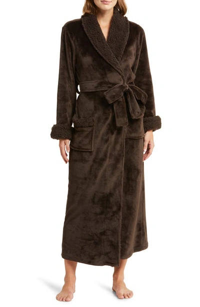 Natori Plush Dressing Gown In Brown