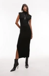 Topshop Exposed Seam Knit Midi Dress In Black