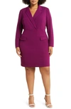 Maggy London Long Sleeve Tuxedo Dress In Plum Caspia