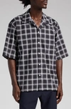Marni Oversize Check Print Camp Shirt In Bcn99 Black