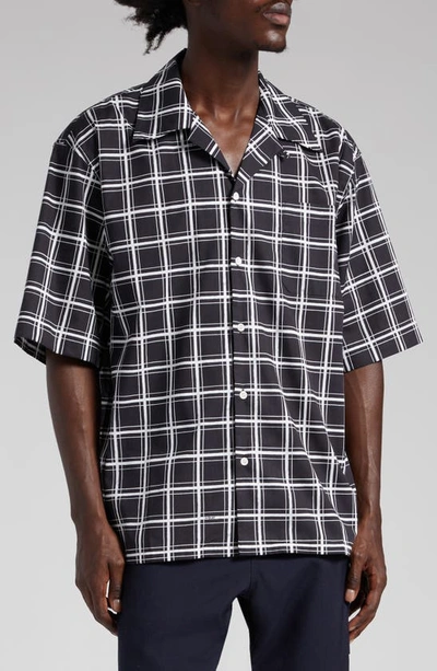 Marni Oversize Check Print Camp Shirt In Black