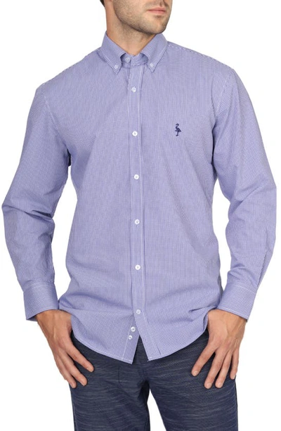 Tailorbyrd On The Fly Regular Fit Gingham Stretch Button-down Shirt In Navy