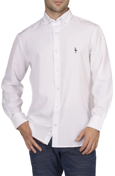 Tailorbyrd On The Fly Sretch Cotton Button-down Shirt In White