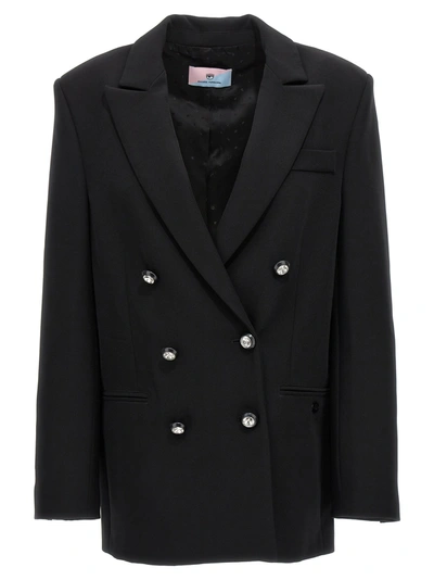 Chiara Ferragni Brand Double-breasted Blazer Jackets Black