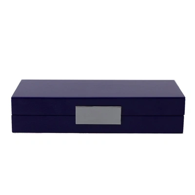 Addison Ross Ltd Navy Lacquer Box With Silver In Blue