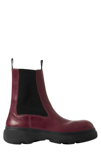 Burberry Leather Creeper Chelsea Boots In Plum