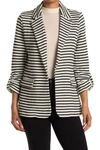 Dr2 By Daniel Rainn Stripe Notch Lapel Blazer In Black/ivory
