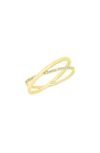 Ron Hami 14k Gold Pavé Diamond Crisscross Ring In Yellow Gold/ Diamond