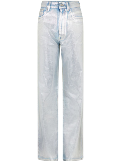Rabanne Metallic-finish Straight-leg Trousers In Silver