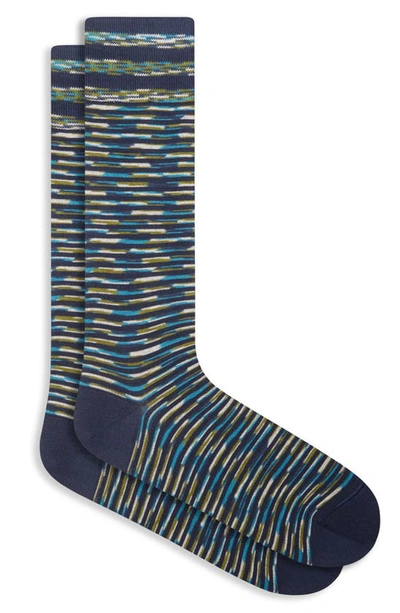 Bugatchi Space Dye Stripe Dress Socks In Navy