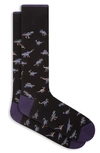 Bugatchi Stripe Dinosaur Dress Socks In Black