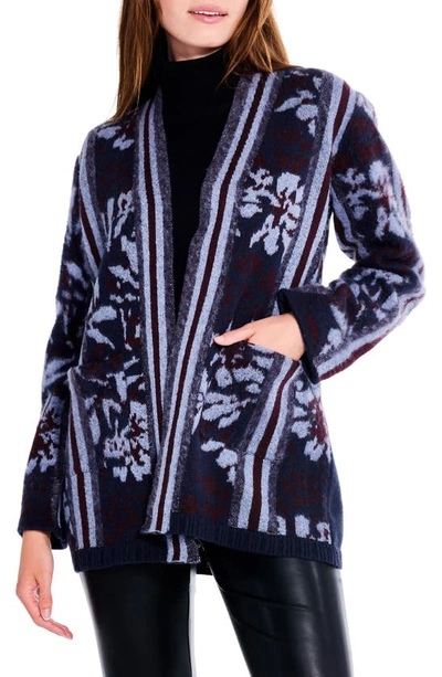 Nic + Zoe Moody Blooms Cardigan In Blue Multi