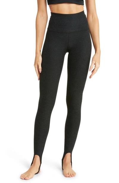 Beyond Yoga Well Rounded Space Dye Stirrup Leggings In Black