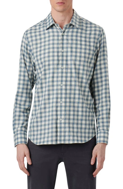 Bugatchi Julian Shaped Fit Plaid Stretch Button-up Shirt In Willow