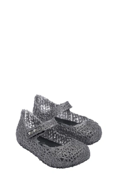 Mini Melissa Campana Mary Jane In Black Glitter
