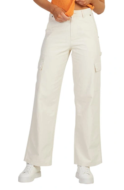 Roxy Lefty Wide Leg Twill Cargo Pants In Natural