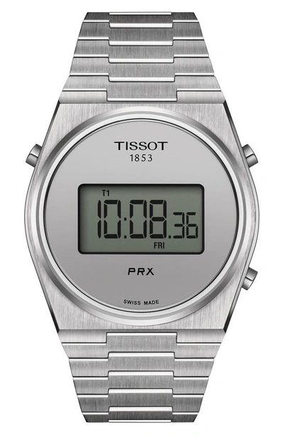 Tissot Men's Digital Prx Stainless Steel Bracelet Watch 40mm In Silver