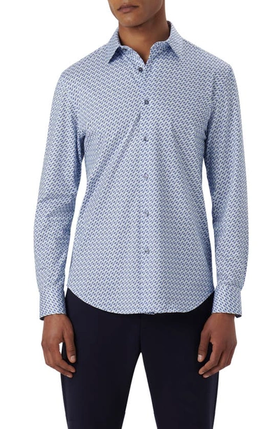 Bugatchi James Ooohcotton® Geometric Print Button-up Shirt In Air-blue