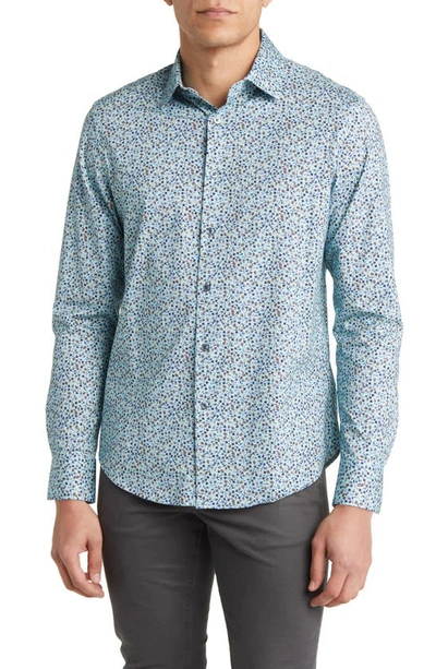 Bugatchi James Ooohcotton® Floral Button-up Shirt In Dusty Blue