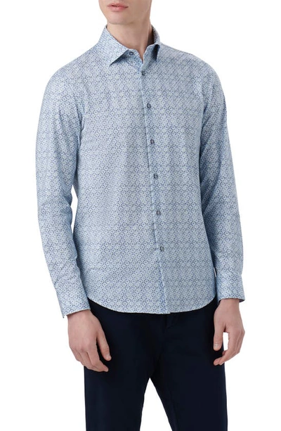 Bugatchi James Ooohcotton® Geometric Print Button-up Shirt In Air-blue