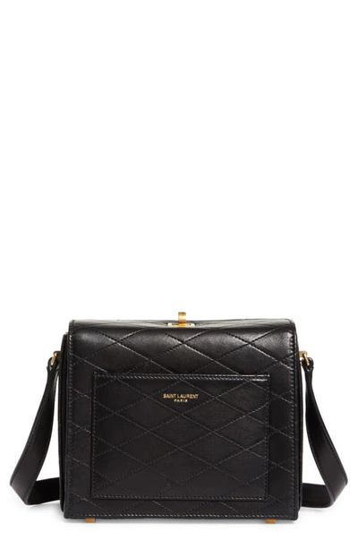 Saint Laurent Mini Square Quilted Leather Crossbody Bag In Noir