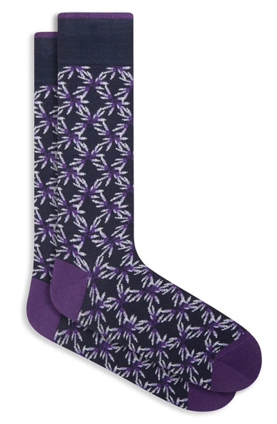 Bugatchi Floral Mercerized Cotton Blend Socks In Orchid