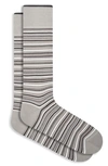 Bugatchi Stripe Mercerized Cotton Blend Socks In Cement
