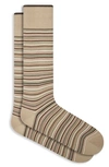 Bugatchi Stripe Mercerized Cotton Blend Socks In Sand