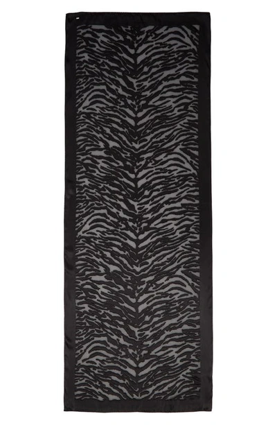 Saint Laurent Zebra Devoré Velvet Scarf In Black