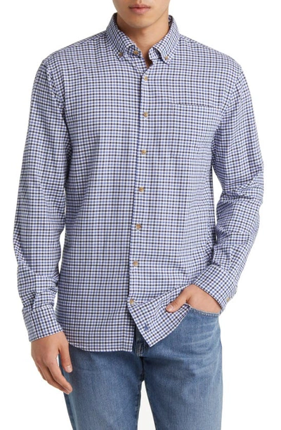 Johnnie-o Sycamore Tucked Plaid Cotton Blend Button-down Shirt In Wake
