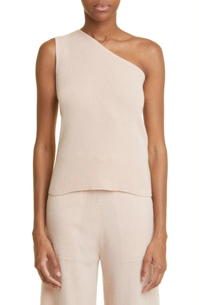 Max Mara Vetro One-shoulder Rib Wool & Cashmere Tank In Pink