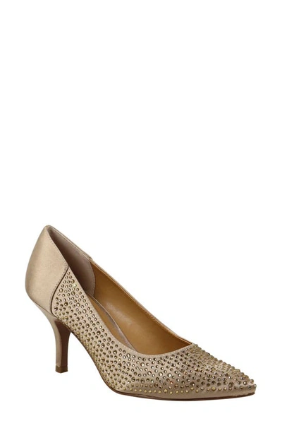 J. Reneé Rishna Crystal Embellished Pointed Toe Pump In Beige