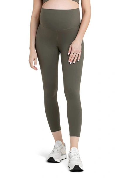 Ripe Maternity Tempo Stretch Nylon Crop Maternity Leggings In Khaki