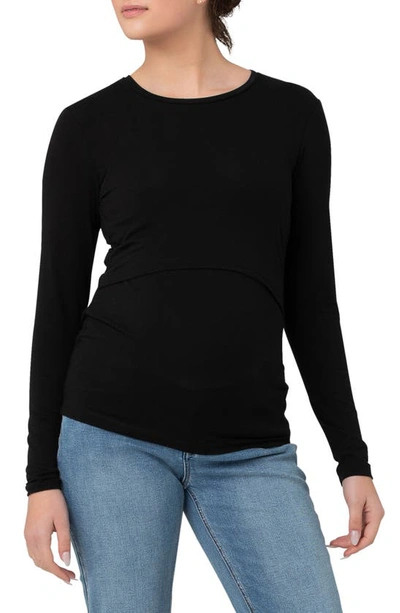 Ripe Maternity Stretch Organic Cotton Maternity/nursing Top In Black