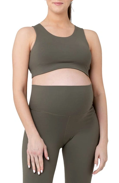 Ripe Maternity Tempo Stretch Nylon Maternity Crop Top In Khaki