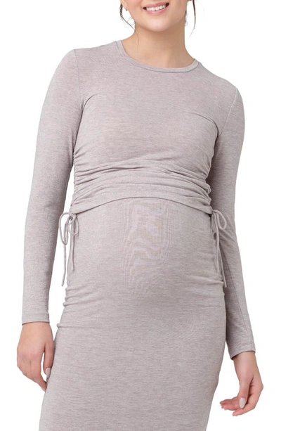 Ripe Maternity Amber Ruched Long Sleeve Maternity Top In Sand