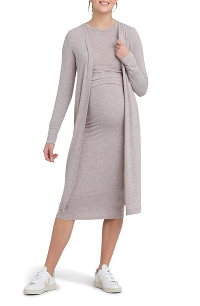 Ripe Maternity Nina Longline Maternity Cardigan In Sand