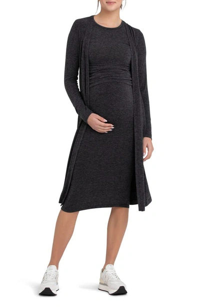 Ripe Maternity Nina Longline Maternity Cardigan In Dark Charcoal