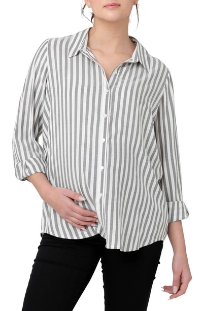 Ripe Maternity Lou St/nursing Button-up Shirt In Black / White
