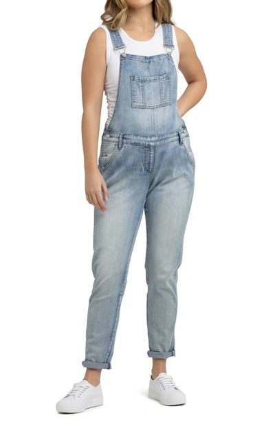 Ripe Maternity Maternity Denim Overalls In Pale Blue