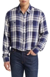 Schott Plaid Button-up Work Shirt In Blue