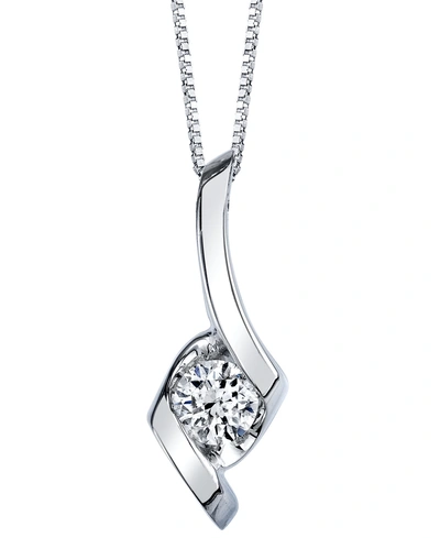 Sirena Diamond Solitaire Swirl 18" Pendant Necklace (3/8 Ct. T.w.) In 14k Gold In White Gold