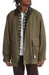 Alpha Industries Waxed Cotton Car Coat In Og-107 Green