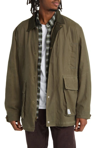 Alpha Industries Waxed Cotton Car Coat In Og-107 Green