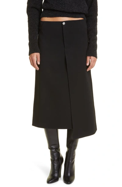 Proenza Schouler Asymmetric Virgin Wool Twill Skirt In Black