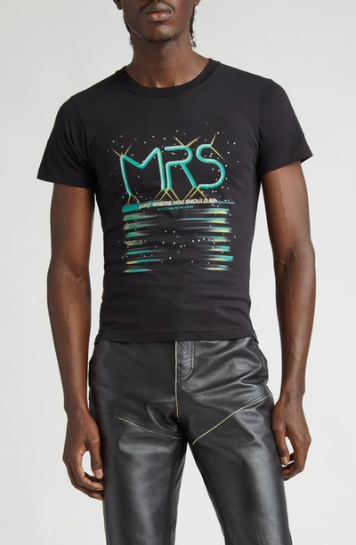 Martine Rose Shrunken Cotton Graphic T-shirt In Black