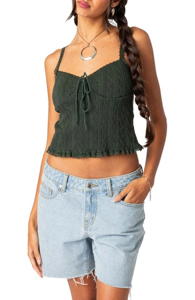 Edikted Lacey Knit Tank In Olive